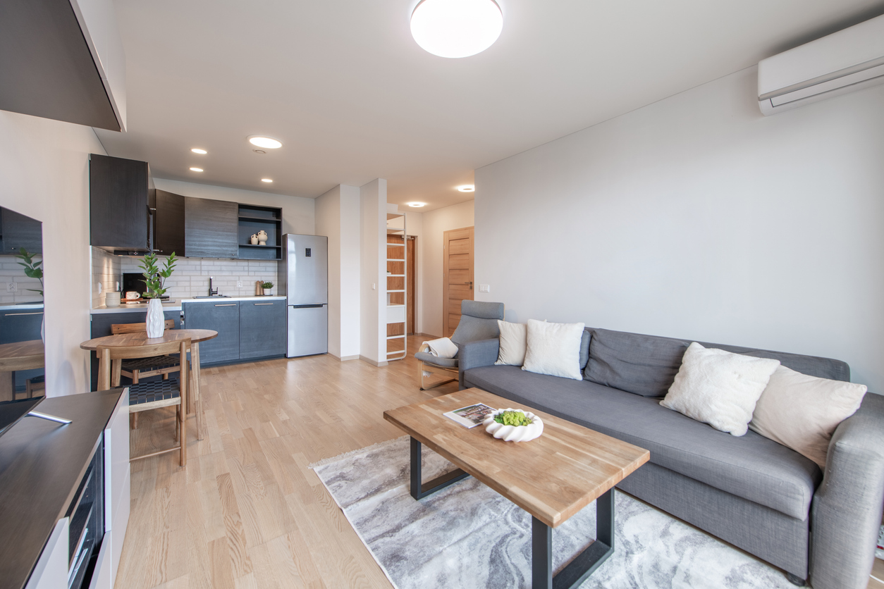 laminate flooring in a rental property living room