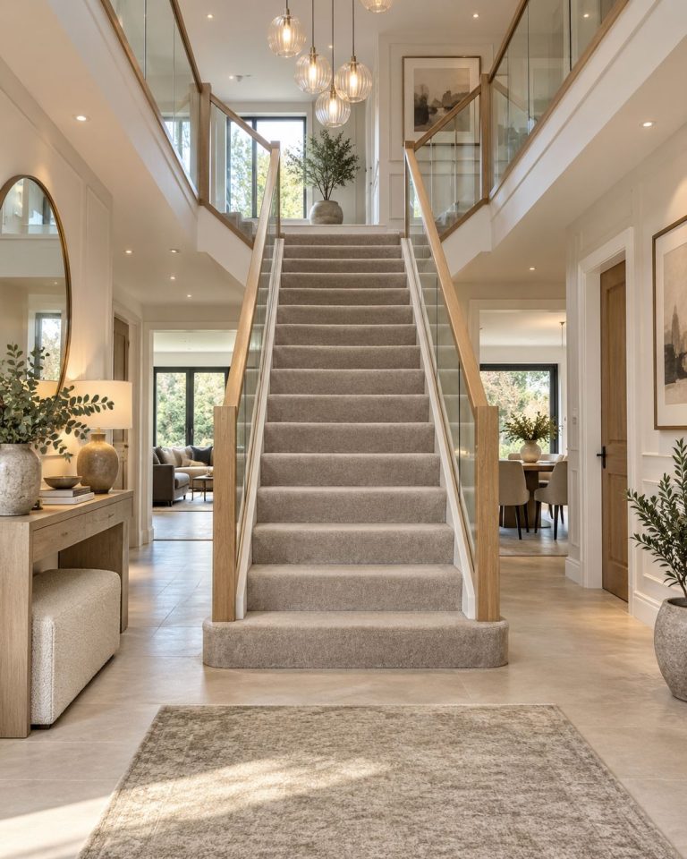 stair carpet fitted staircase entrance hall manchester Stair Carpets Manchester Full stair carpet fitted on a staircase in an entrance hall